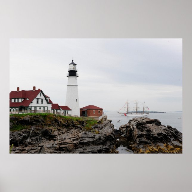 Coast Guard Cutter Eagle & Portland Head Light Poster (Front)