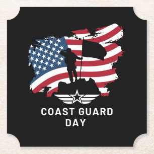 Coast guard day army paper coaster