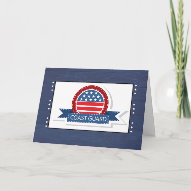 Coast Guard Graduation Patriotic Banner and Badge Card (Front)