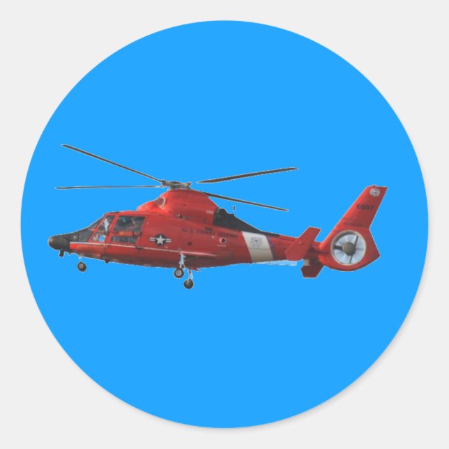 COAST GUARD HELICOPTER CLASSIC ROUND STICKER (Front)