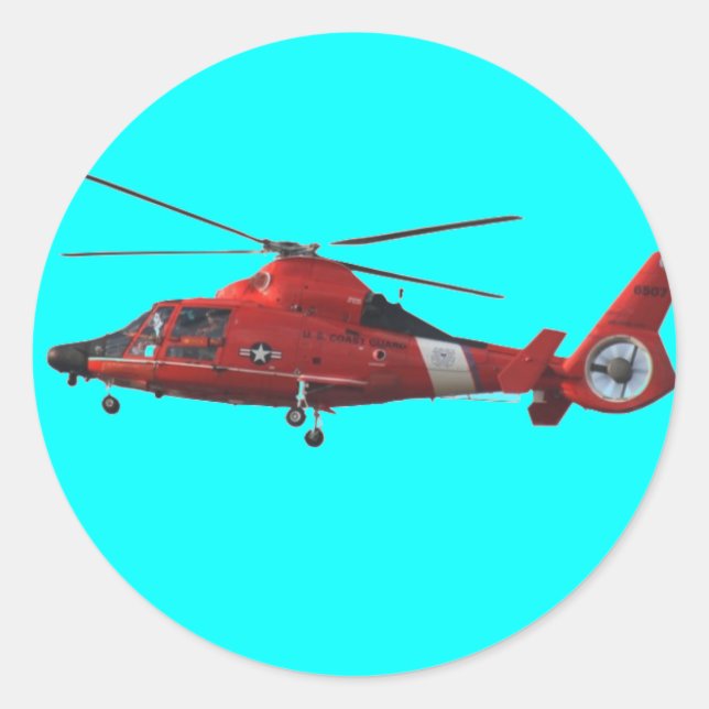 COAST GUARD HELICOPTER CLASSIC ROUND STICKER (Front)