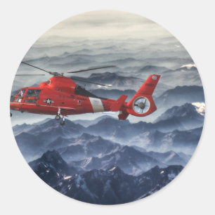 COAST GUARD HELICOPTER CLASSIC ROUND STICKER