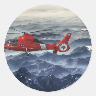 COAST GUARD HELICOPTER CLASSIC ROUND STICKER
