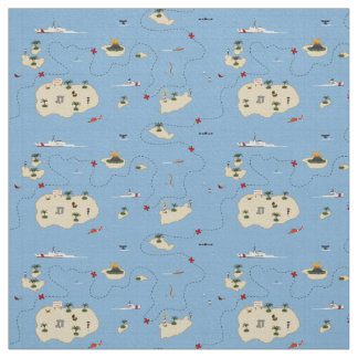 Coast Guard Rescue Map Fabric Pattern