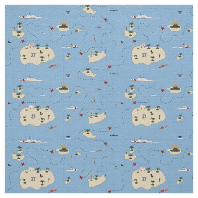 Coast Guard Rescue Map Fabric Pattern (Swatch)