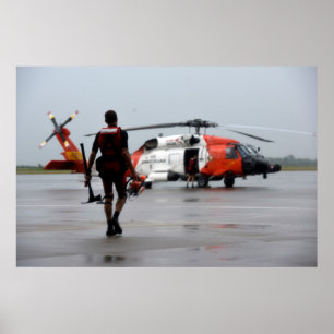 Coast Guard Rescue Swimmer & MH-60 Jayhawk Poster