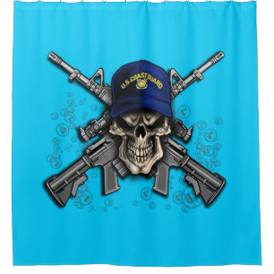 Coast Guard Skull Shower Curtain
