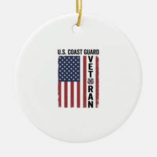 Coast Guard Veteran Flag Vintage Vector Design_1 Ceramic Tree Decoration