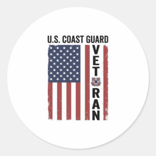 Coast Guard Veteran Flag Vintage Vector Design_1 Classic Round Sticker
