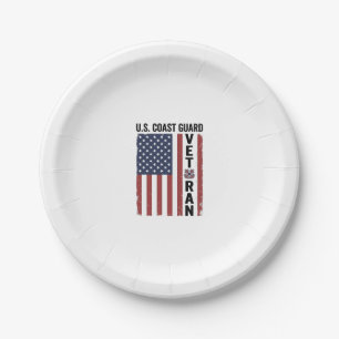 Coast Guard Veteran Flag Vintage Vector Design_1 Paper Plate