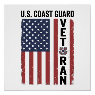 Coast Guard Veteran Flag Vintage Vector Design_1 Poster