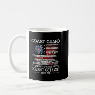 Coast Guard Veteran Tshirt, USCG American Flag Vet Coffee Mug
