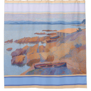 "Coast near Antibes" Henri  Cross Pointillism art Shower Curtain