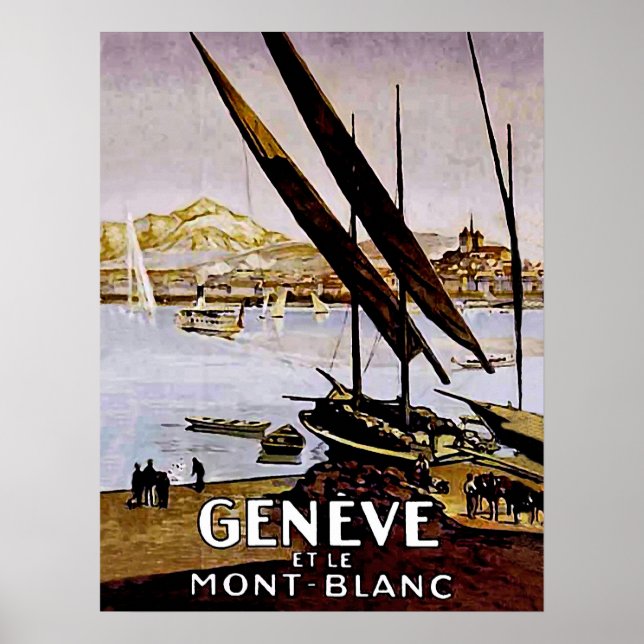Coast of a Geneva lake, Switzerland Poster (Front)