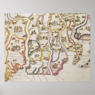 Coast of Africa and the River Gambia   1622 Poster