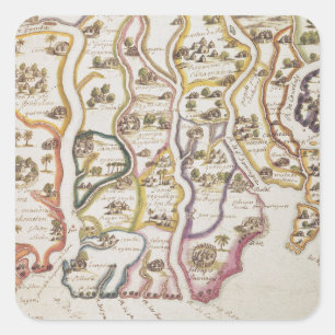 Coast of Africa and the River Gambia   1622 Square Sticker