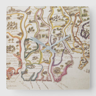 Coast of Africa and the River Gambia 1622 Square Wall Clock