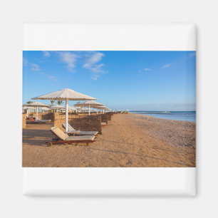 Coast of Egypt with umbrellas on beach.JPG Magnet