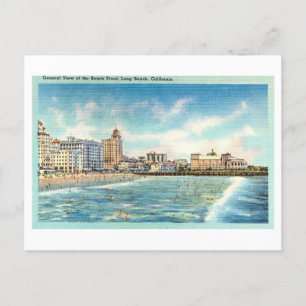 Coast of Long Beach, California, Vintage Travel Postcard