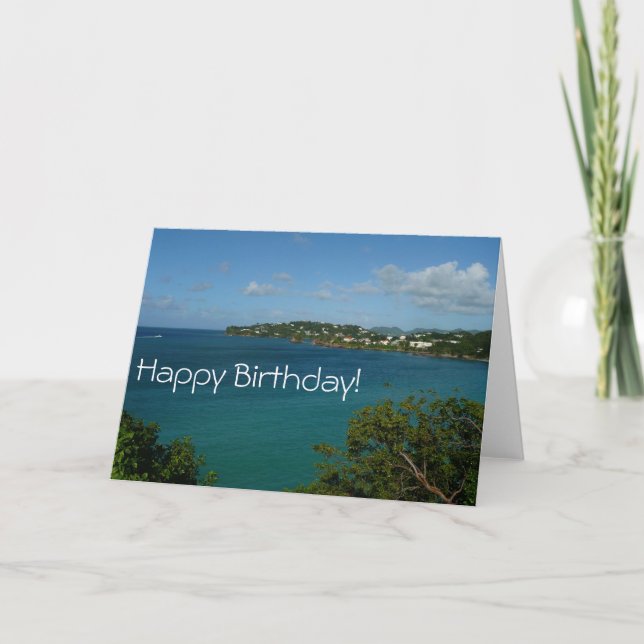 Coast of St. Lucia Birthday Card (Blank Inside) (Front)