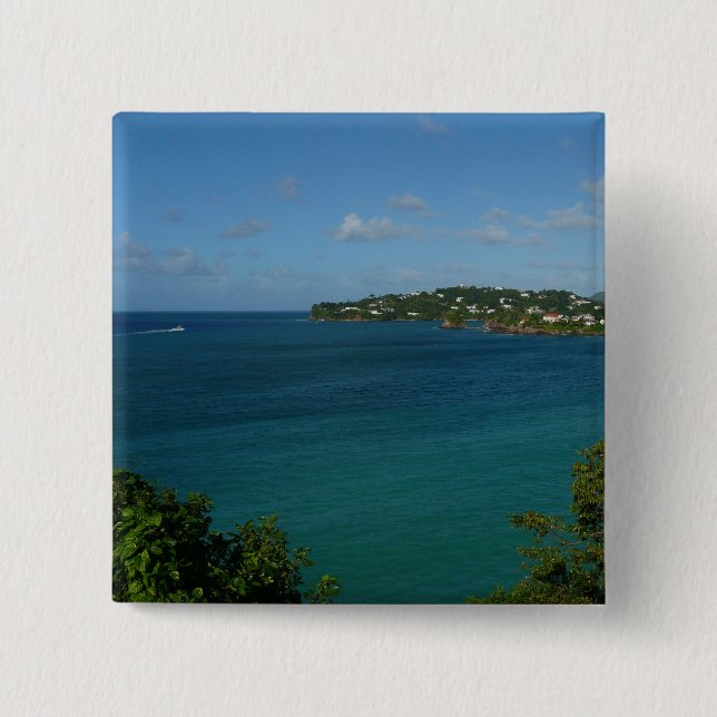 Coast of St. Lucia Caribbean Vacation Photo 15 Cm Square Badge (Front)