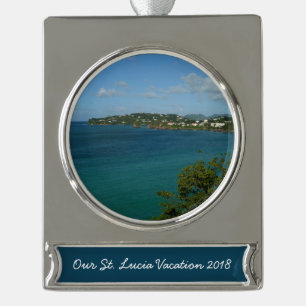 Coast of St. Lucia Caribbean Vacation Photo Silver Plated Banner Ornament