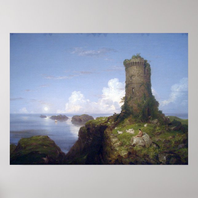 Coast Scene with Ruined Tower Poster (Front)