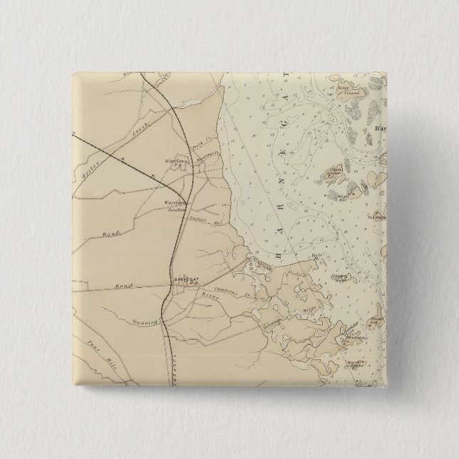 Coast section Barnegat Bay to Tuckerton Chart Map 15 Cm Square Badge (Front)