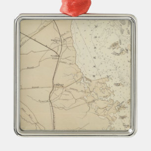 Coast section Barnegat Bay to Tuckerton Chart Map Metal Tree Decoration