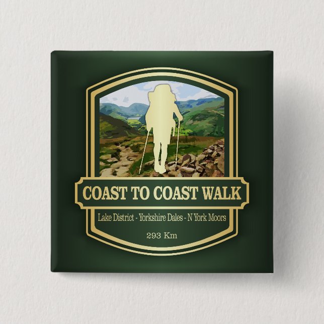 Coast to Coast Walk (B) 15 Cm Square Badge (Front)
