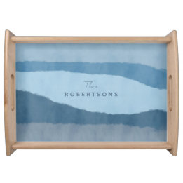 Coastal Abstract Shades of Blue Serving Tray