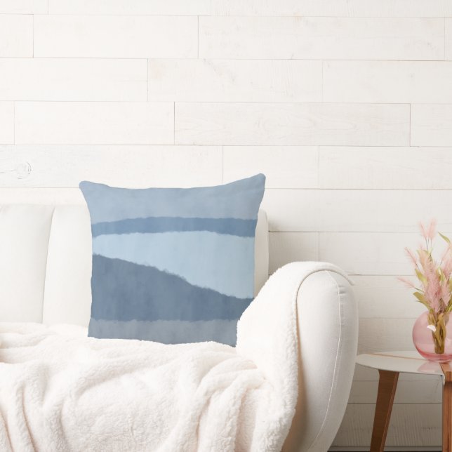 Coastal Abstract Shades of Blue Throw Pillow (Couch)