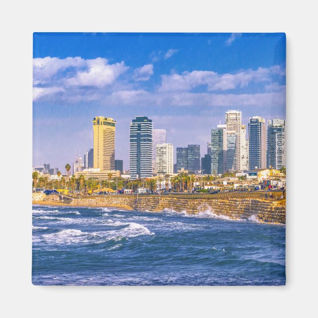 Coastal Aerial Tel Aviv Cityscape, Israel Magnet (Front)