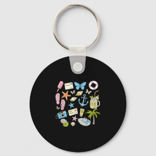 Coastal Aesthetic Beach Trip Starfish Seashell Sum Key Ring