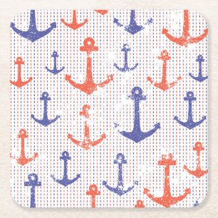 Coastal Americana Anchors Square Paper Coaster