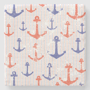 Coastal Americana Anchors Stone Coaster