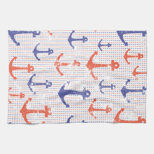 Coastal Americana Anchors Tea Towel
