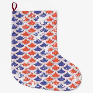 Coastal Americana Fish Scales Large Christmas Stocking