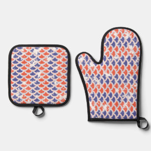 Coastal Americana Fish Scales Oven Mitt & Pot Holder Set