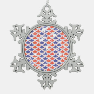Coastal Americana Fish Scales Snowflake Pewter Christmas Ornament
