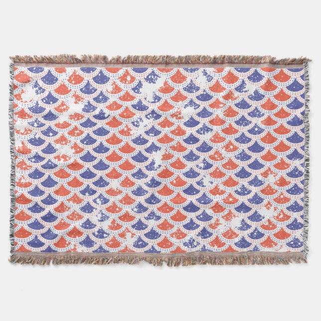 Coastal Americana Fish Scales Throw Blanket (Front)