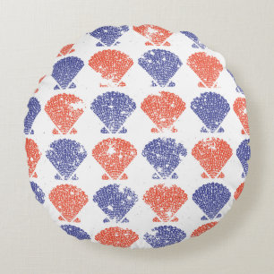 Coastal Americana Seashells Round Cushion