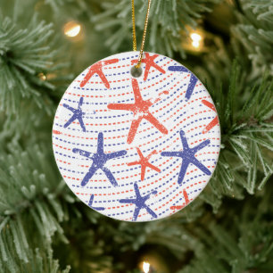Coastal Americana Starfish Ceramic Tree Decoration