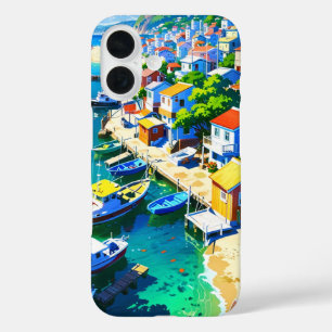 Coastal Anime Summer Town iPhone 16 Case