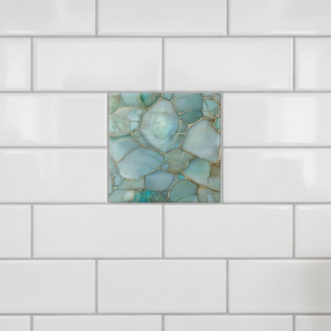 Coastal Aqua Agate Gold Mosaic Tile (Creator Uploaded)