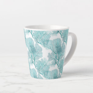 Coastal Aqua Blue Coral Sea Fans Tea Latte Mug