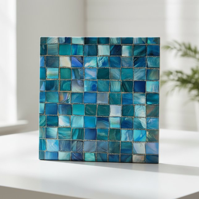 Coastal Aqua Blue Glass Mosaic Tile (Creator Uploaded)