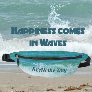 Coastal Aqua Blue Ocean Wave SEAS the Day Bum Bags