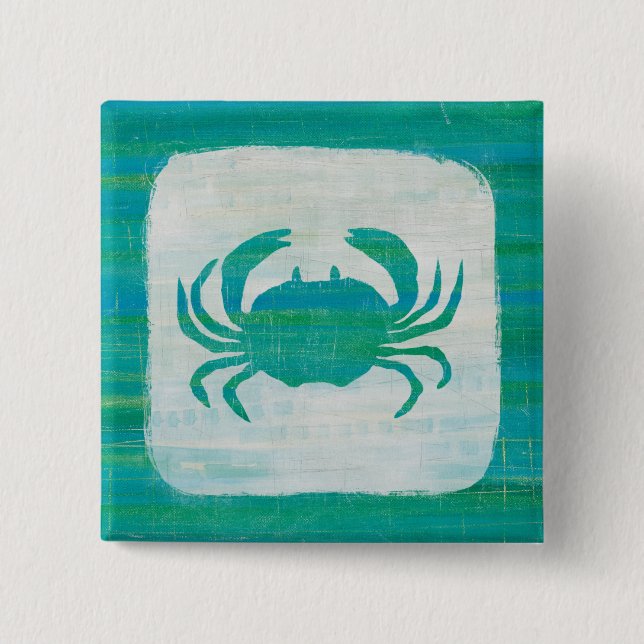 Coastal | Aqua Crab 15 Cm Square Badge (Front)