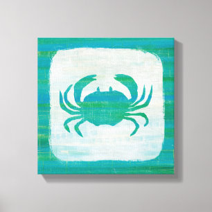 Coastal   Aqua Crab Canvas Print